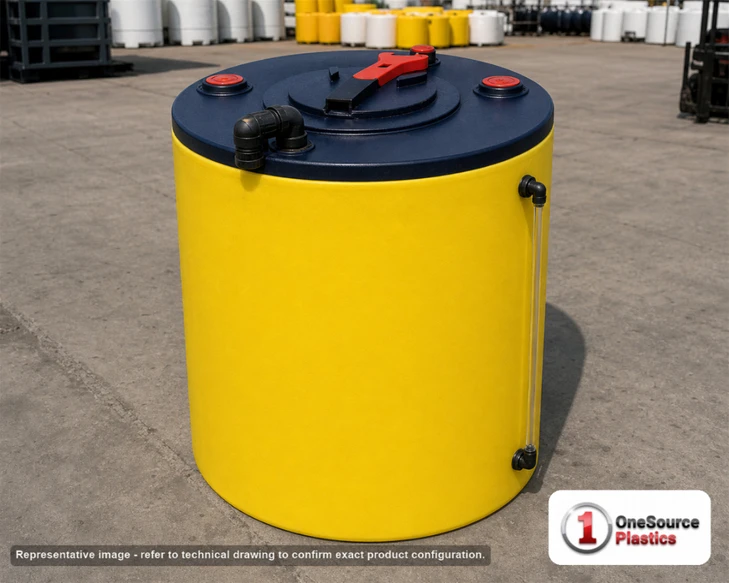 Chem-Tainer 100 Gallon Plastic Vertical Double Wall Waste Oil Tank with Oil Level Gauge in Yellow. 100 gallon capacity