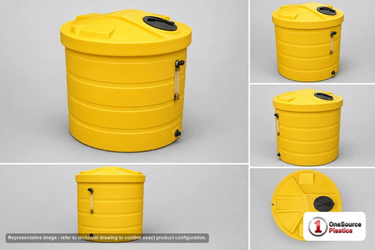 Dimensional spec drawing for Chem-Tainer 150 Gallon Waste Oil Tank (34" L x 34" W x 49" H)