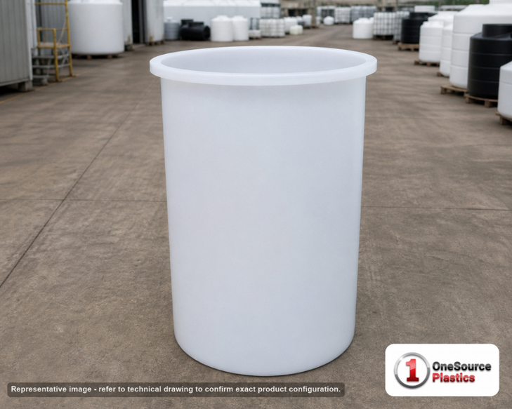Chem-Tainer 260 Gallon Polypropylene Open Top Batch Storage Tank in White. 260 gallon capacity; Polypropylene; White; 62" H