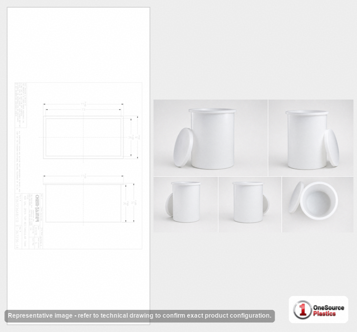 Dimensional spec drawing for Chem-Tainer 400 Gallon Rectangular Open Top Tank (36" L x 72" W x 36" H)