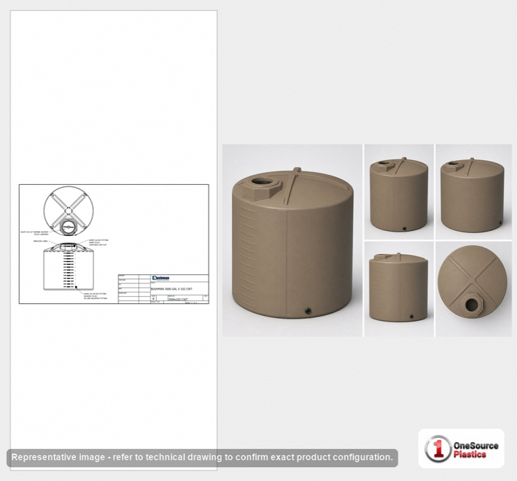 Bushman 3000 Gallon Mocha Vertical Water Storage Tank