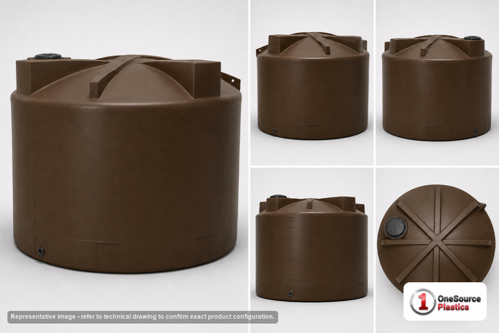 Dimensional spec drawing for Bushman 5000 Gallon Vertical Water Tank (140" L x 140" W x 92" H)