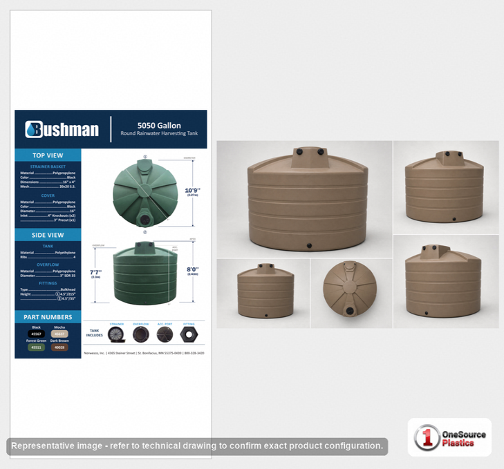 Bushman 5050 Gallon Mocha Rainwater Collection Storage Tank