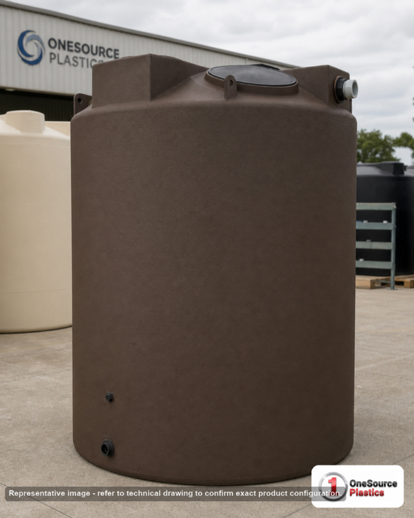 Bushman 3000 Gallon Dark Brown Rainwater Collection Storage Tank. 100 gallon capacity; Polyethylene; Dark Brown; 113" H x