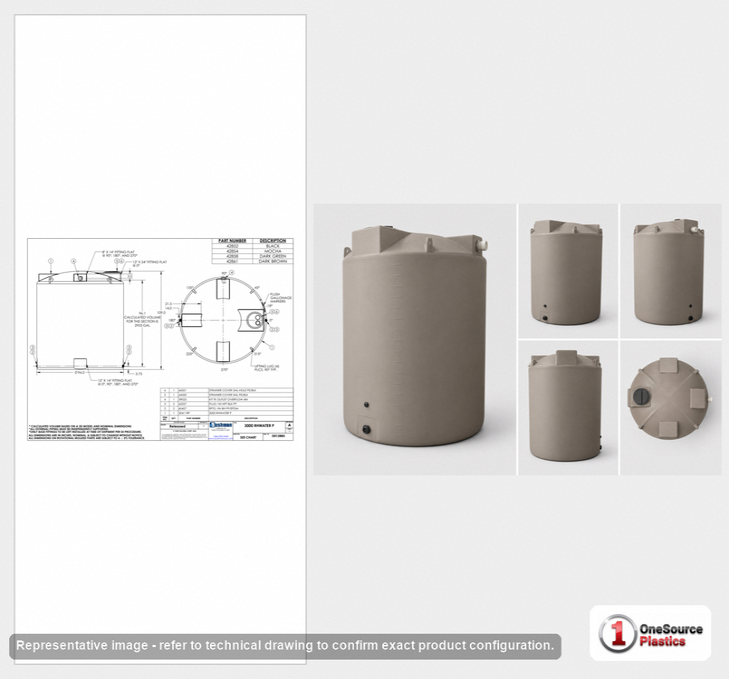 Bushman 3000 Gallon Mocha Rainwater Collection Storage Tank
