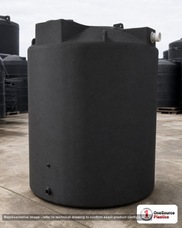 Bushman 3000 Gallon Black Rainwater Collection Storage Tank. Polyethylene; Black; 113" H x 96" W x 96" L; fittings: 1 Inlet