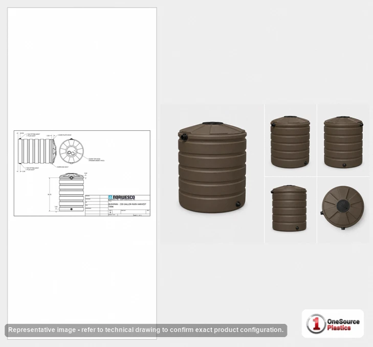 Dimensional spec drawing for Bushman 330 Gallon Rainwater Tank (41" L x 41" W x 63" H)