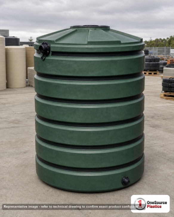 Bushman 330 Gallon Green Rainwater Collection Storage Tank. 330 gallon capacity; Polyethylene; Green; 63" H x 41" W x 41" L