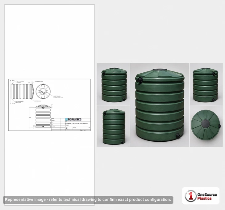 Dimensional spec drawing for Bushman 330 Gallon Rainwater Tank (41" L x 41" W x 63" H)