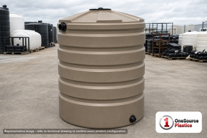 Bushman 330 Gallon Mocha Rainwater Collection Storage Tank. 330 gallon capacity; Polyethylene; Mocha; 63" H x 41" W x 41" L