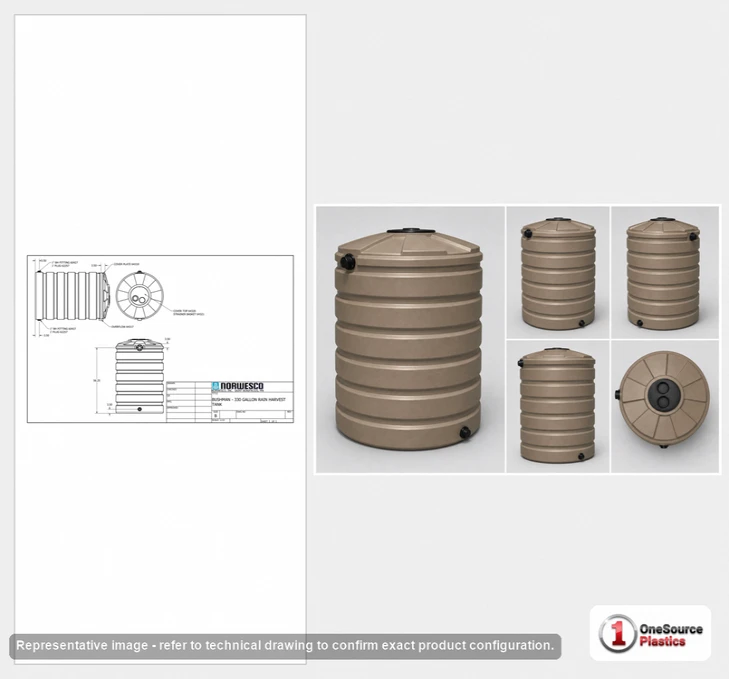 Dimensional spec drawing for Bushman 330 Gallon Rainwater Tank (41" L x 41" W x 63" H)