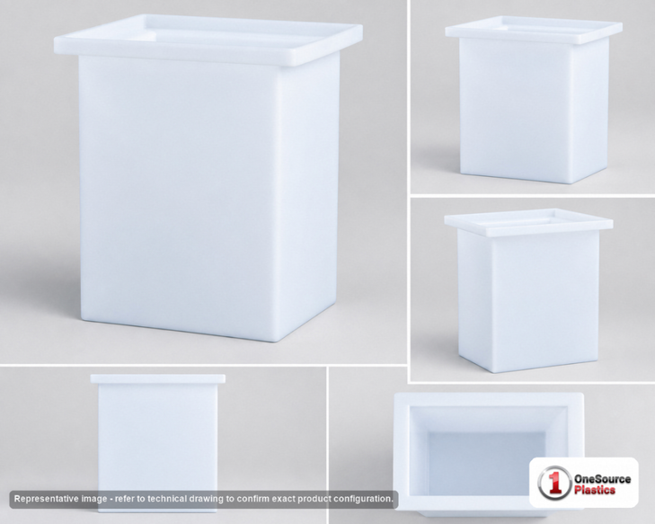 Dimensional spec drawing for Chem-Tainer 120 Gallon Rectangular Open Top Tank (24" L x 24" W x 48" H)