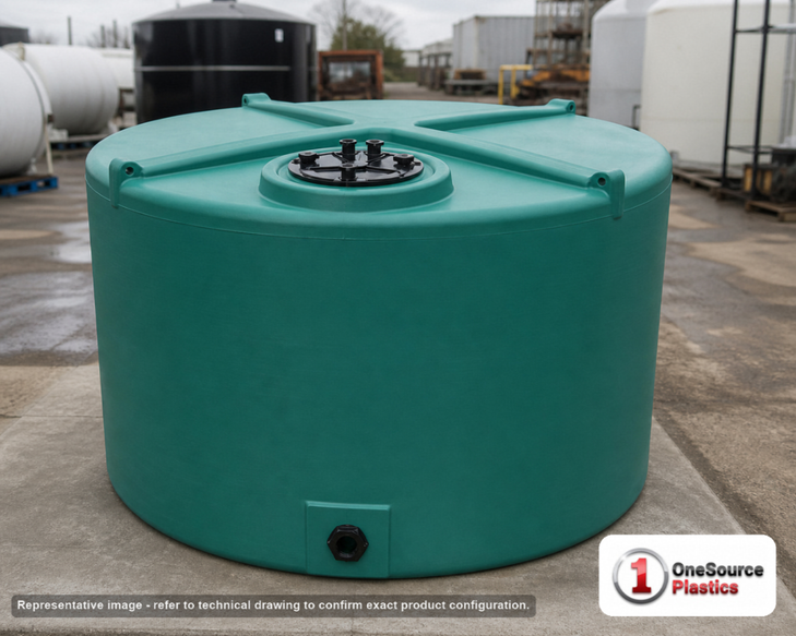 Enduraplas 1400 Gallon Plastic Vertical Liquid Storage Tank. Polyethylene; Green; 79" H x 80" W x 80" L.