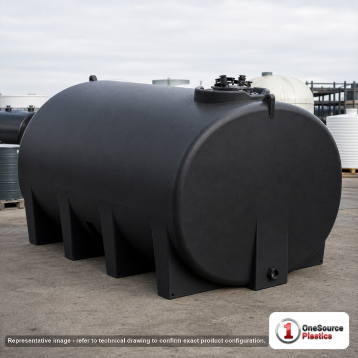 Enduraplas 1650 Gallon Plastic Vertical Liquid Storage Tank in Black. Polyethylene; Black; 75" H x 90" W x 90" L.