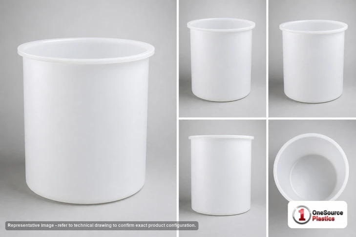 Dimensional spec drawing for Chem-Tainer 1850 Gallon Cylindrical Open Top Tank (82" L x 82" W x 83" H)
