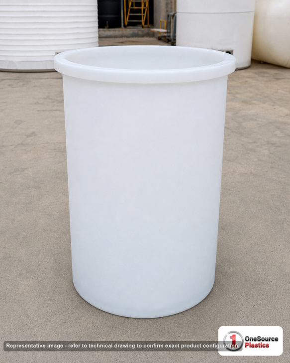 Chem-Tainer 260 Gallon Plastic Open Top Batch Storage Tank. 260 gallon capacity; Polyethylene; Natural White; 60" H x 36" W