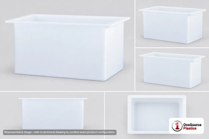 Dimensional spec drawing for Chem-Tainer 30 Gallon Rectangular Open Top Tank (24" L x 24" W x 12" H)