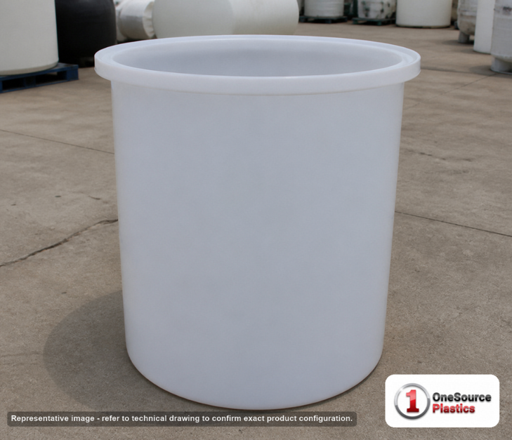 Chem-Tainer 330 Gallon Plastic Open Top Batch Storage Tank. 330 gallon capacity; Polyethylene; Natural White; 48" H x 45" W
