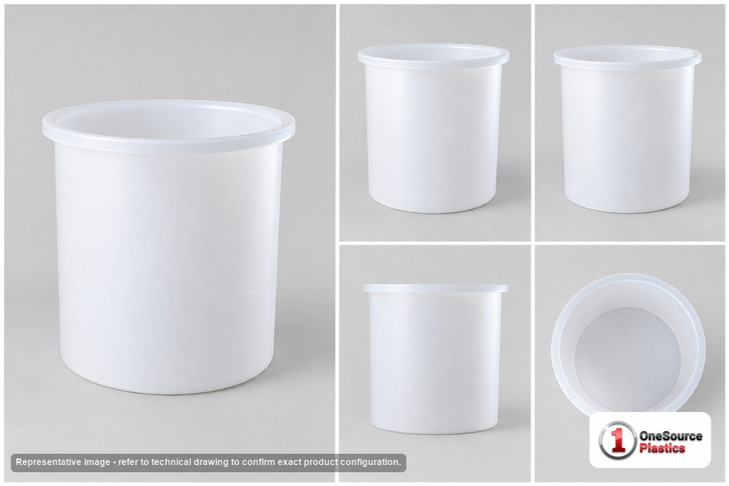 Dimensional spec drawing for Chem-Tainer 330 Gallon Cylindrical Open Top Tank (45" L x 45" W x 48" H)