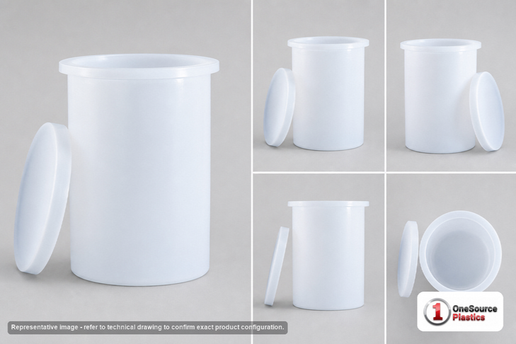 Chem-Tainer 5 Gallon Plastic Open Top Batch Storage Tank with Cover