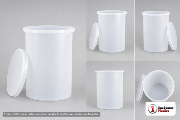 Dimensional spec drawing for Chem-Tainer 55 Gallon Cylindrical Open Top Tank (22" L x 22" W x 36" H)
