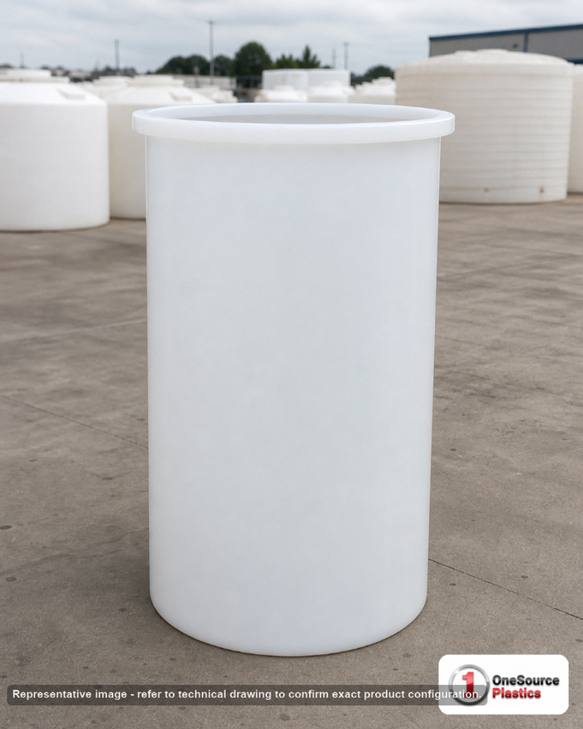 Chem-Tainer 575 Gallon Plastic Open Top Batch Storage Tank. 575 gallon capacity; Polyethylene; Natural White; 96" H x 42" W