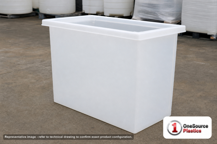 Chem-Tainer 60 Gallon PE Rectangular Open Top Tank. . Manufacturer part number TC-R181842A. Sold by OneSource Plastics (https://www.onesourceplastics.com).