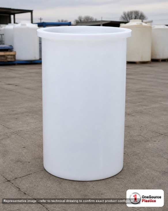 Chem-Tainer 650 Gallon Plastic Open Top Batch Storage Tank. 650.0 gallon capacity; Polyethylene; Natural White; dimensions 84.0in H x 48.0in W x 48.0in L; 170.0 lb empty; 1.9 specific gravity rating; max temp 120 deg  F / 48 deg  C; 3 Year Warranty. Manufacturer part number TC4884AA. Sold by OneSource Plastics (https://www.onesourceplastics.com).