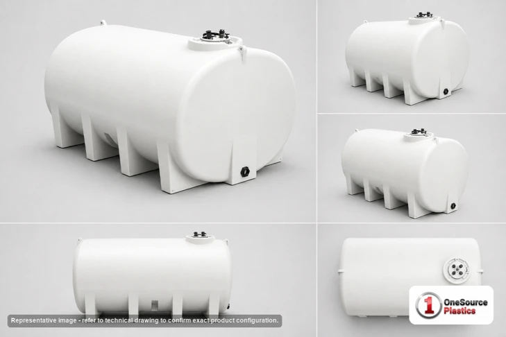 Dimensional spec drawing for Enduraplas 7011 Gallon Vertical Tank (144" L x 144" W x 126" H)