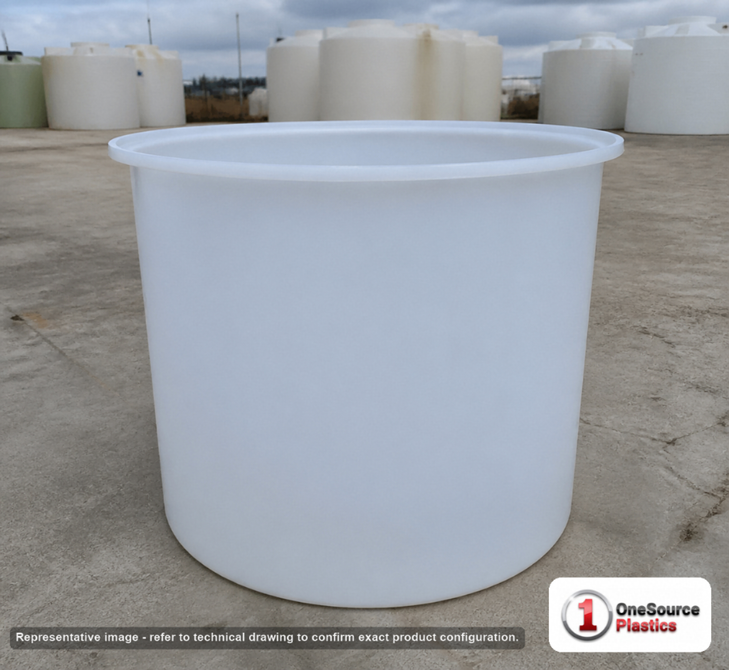 Chem-Tainer 90 Gallon PE Cylindrical Open Top Tank. 90 gallon capacity; Polyethylene; Natural White; 30" H x 30" W x 30" L