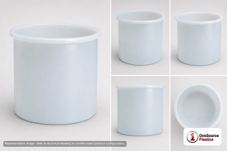 Dimensional spec drawing for Chem-Tainer 90 Gallon Cylindrical Open Top Tank (30" L x 30" W x 30" H)