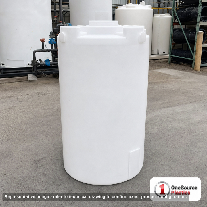 Norwesco 120 Gallon HD Vertical Storage Tank. 120 gallon capacity; High Density Linear Polyethylene; White; 54" H x 28" W x