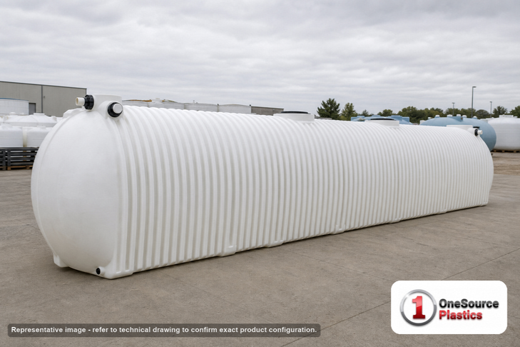 Norwesco 20000 Gallon HDPE Underground Liquid Storage Tank. Polyethylene; White; 107" H x 101" W x 665" L.