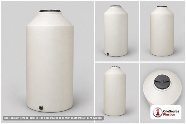 Dimensional spec drawing for Chem-Tainer 250 Gallon Vertical Tank (31" L x 31" W x 84" H)