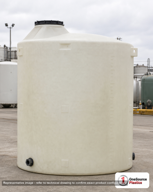 Chem-Tainer 3200 Gallon Plastic Vertical Liquid Storage Tank. 3200 gallon capacity; Polyethylene; 112" H x 95" W x 95" L