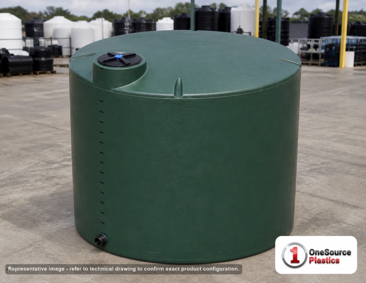 Norwesco 2500 Gallon Dark Green Vertical Water Storage Tank. 2500 gallon capacity; Polyethylene; Dark Green; 91" H x 95" W x