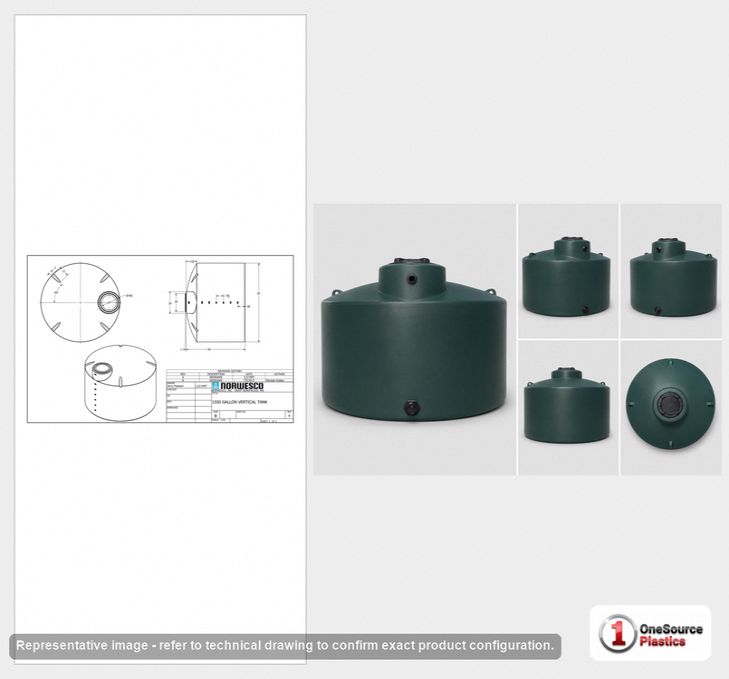 Norwesco 1550 Gallon Dark Green Vertical Water Storage Tank
