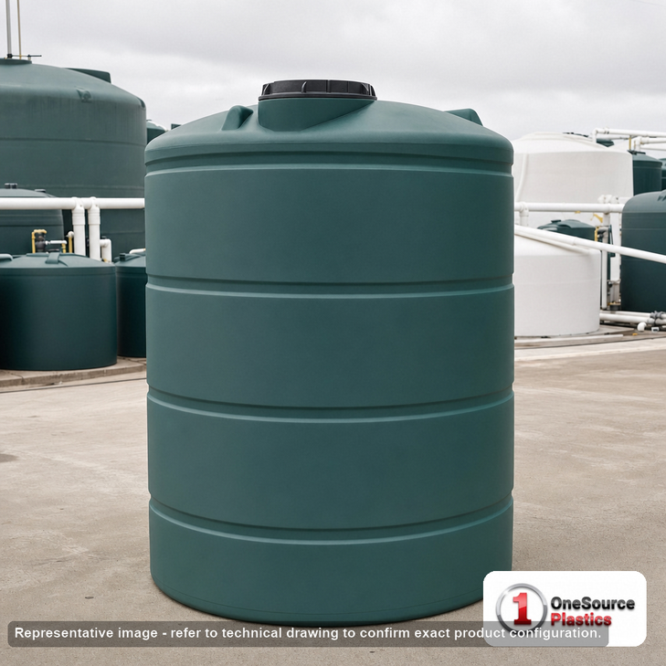 Norwesco 1000 Gallon Dark Green Vertical Water Storage Tank. 1000 gallon capacity; Polyethylene; Dark Green; 80" H x 64" W x