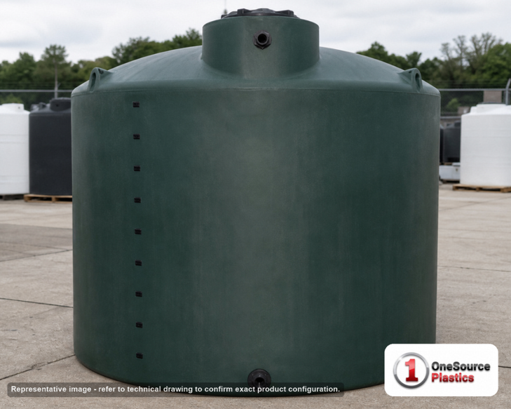 Norwesco 2100 Gallon Green (California Only) Vertical Water Storage Tank. 2100 gallon capacity; Polyethylene; Green
