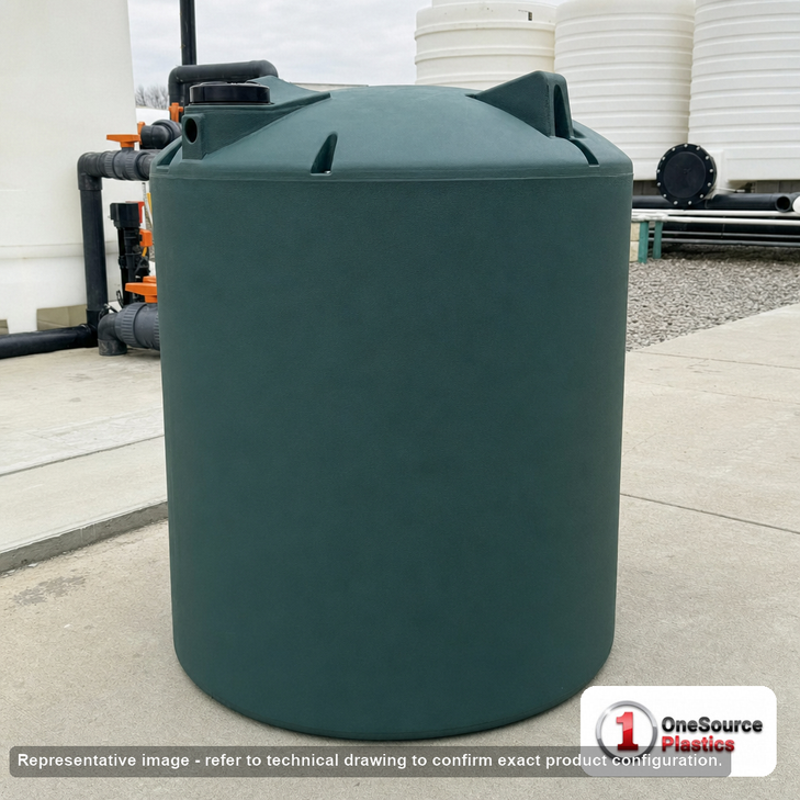 Norwesco 220 Gallon Dark Green Vertical Water Storage Tank. 220 gallon capacity; Polyethylene; Dark Green; 44" H x 42" W x