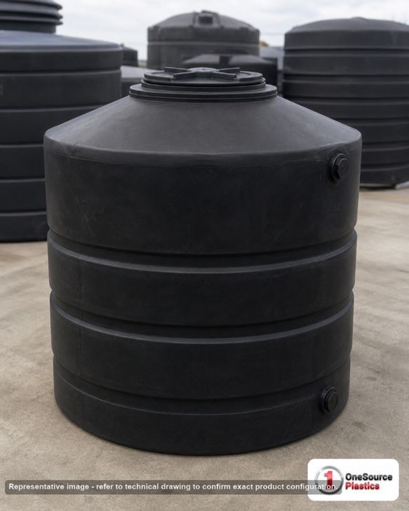 Snyder Industries 300 Gallon Black Vertical Water Storage Tank. Polyethylene; Black; 48" H x 46" W x 46" L; fittings: 1