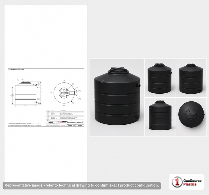 Snyder Industries 300 Gallon Black Vertical Water Storage Tank