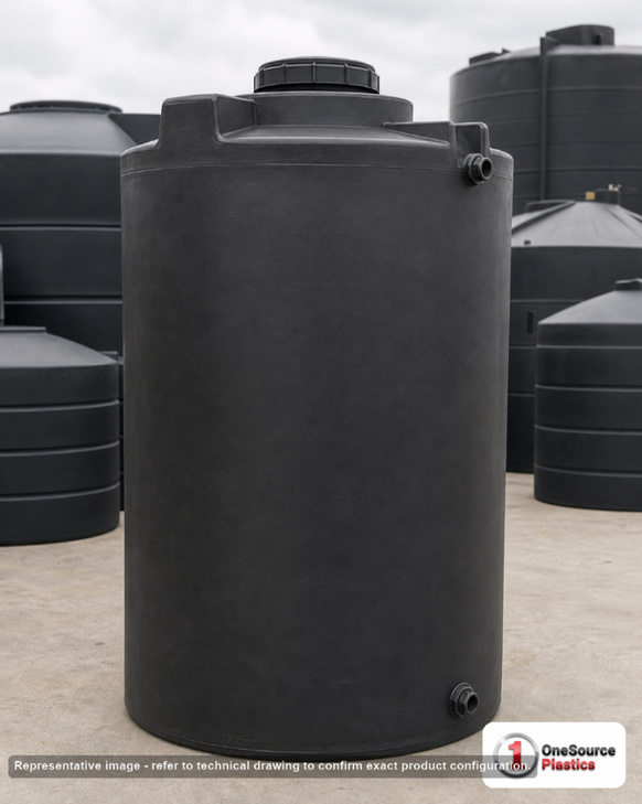 Snyder Industries 300 Gallon Black Vertical Water Storage Tank. Polyethylene; Black; 82" H x 36" W x 36" L; fittings: 1