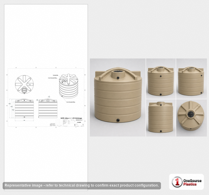 Enduraplas 2000 Gallon Beige Vertical Water Storage Tank