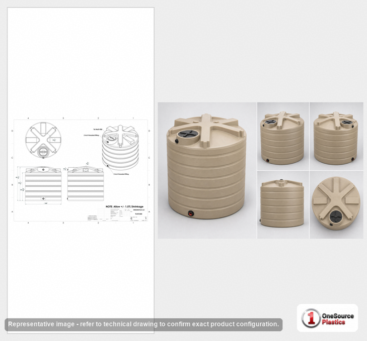Enduraplas 1550 Gallon Beige Vertical Water Storage Tank