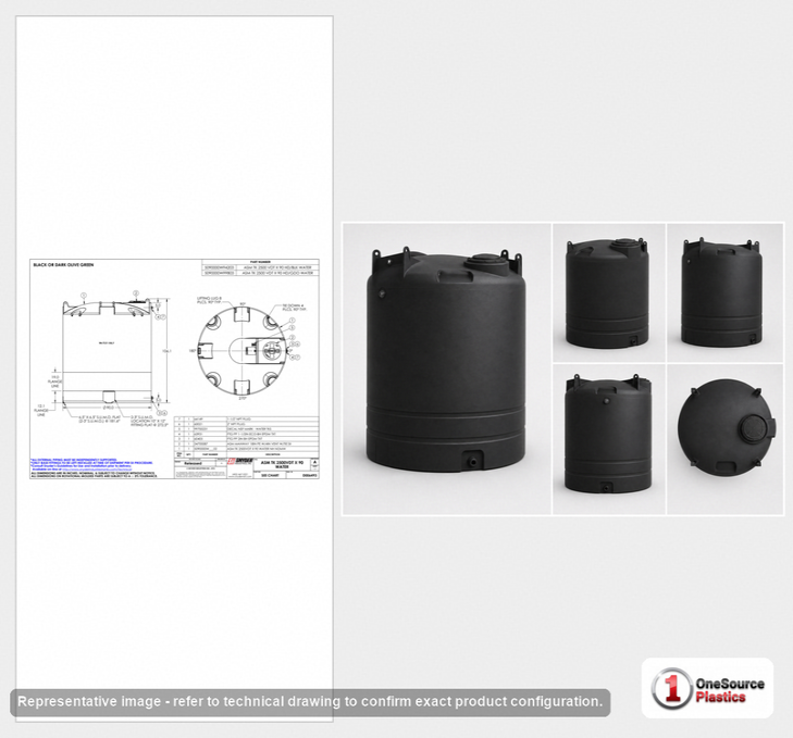 Snyder Industries 2500 Gallon Black Vertical Water Storage Tank