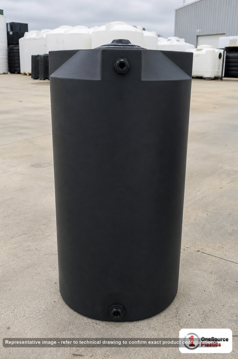 Bushman 250 Gallon Black Vertical Water Storage Tank. Polyethylene; Black; 66" H x 36" W x 36" L; fittings: 1 Inlet, 1