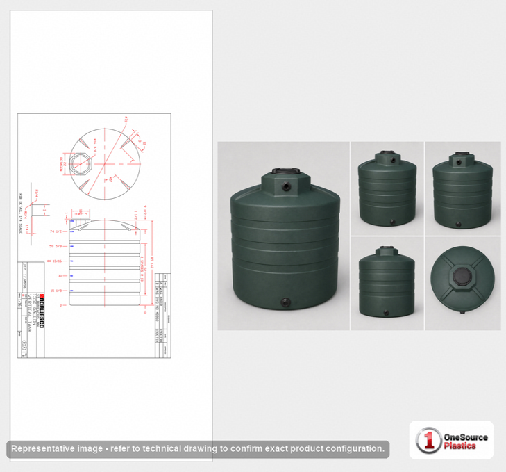 Norwesco 1350 Gallon Dark Green Vertical Water Storage Tank