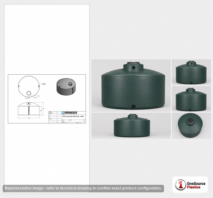 Norwesco 4995 Gallon Dark Green Vertical Water Storage Tank