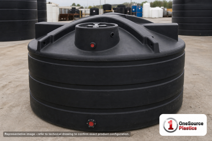 Enduraplas 1200 Gallon Black Vertical Water Storage Tank. Polyethylene; Black; 60" H x 90" W x 90" L; fittings: 1 Inlet, 1